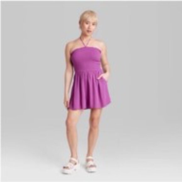 Wild Fable Neck Tie Halter Crinkle Smocked Rayon Jumper Shorts Various Sizes NWT - Picture 8 of 9